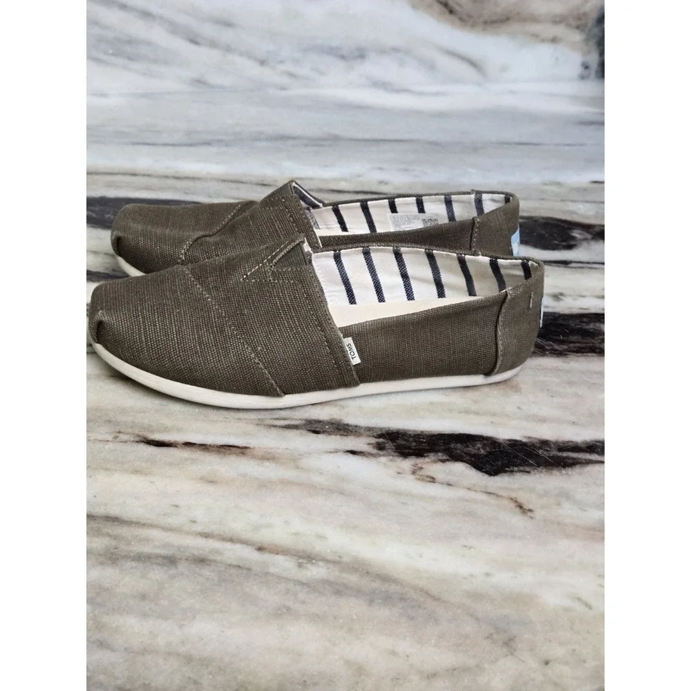 TOMS Alpargata Casual Shoes‎ Womens 7.5 Military Olive Heritage Canvas Slip On